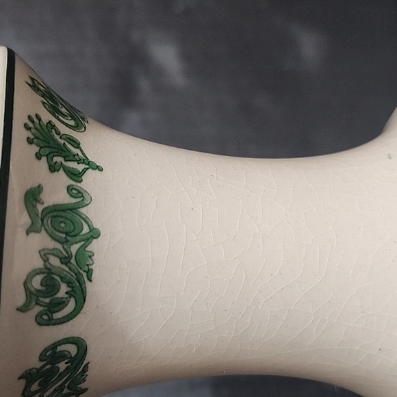 "K's Collection" Vintage Green & Cream Vase, Rooster, Pheasants, Foliage, 7” - Picture 7 of 7